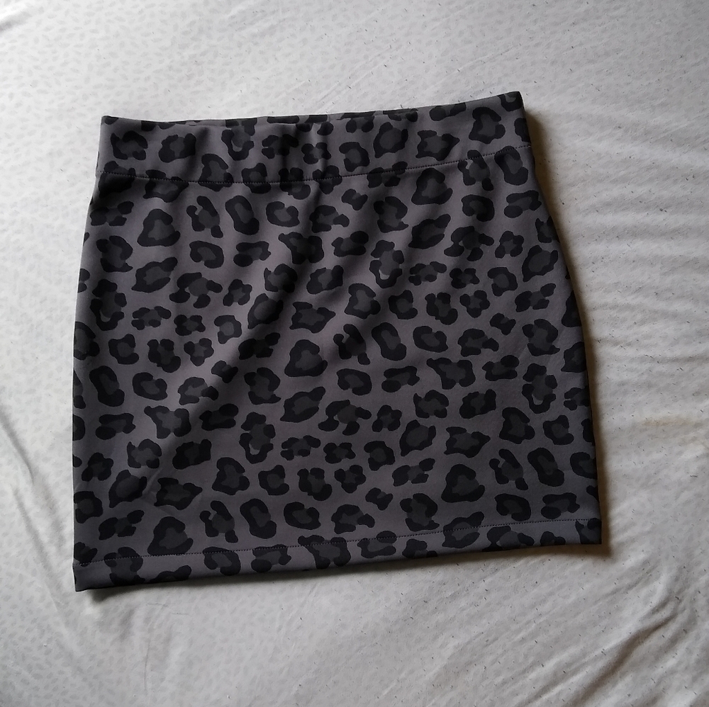 Grey Cheetah Bodycon Miniskirt